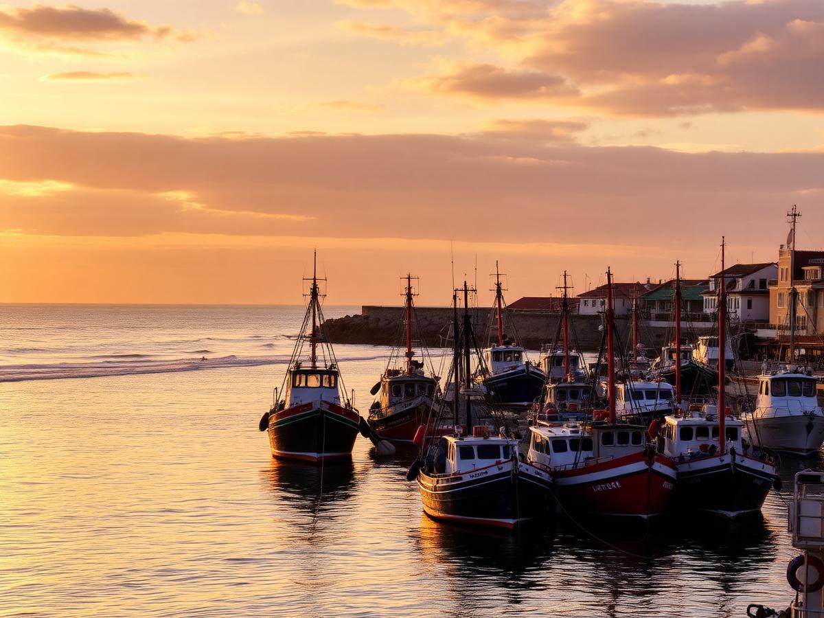 Porto de pesca de Matosinhos ao pôr-do-sol