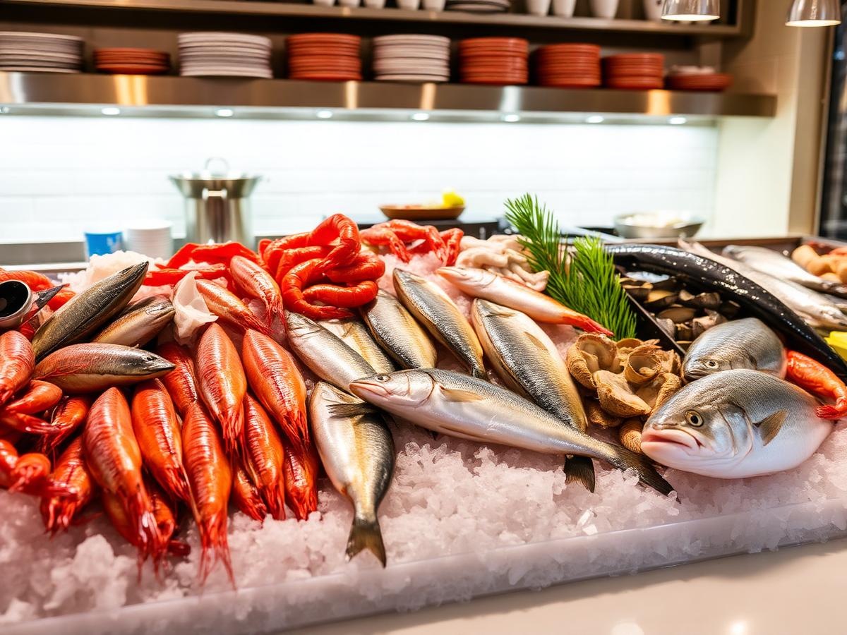 Expositor de peixe fresco